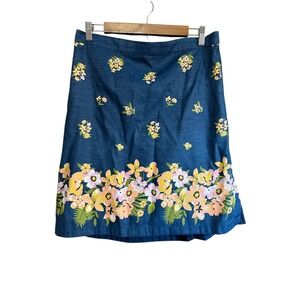 CW‎ Classics Women XL Blue Floral A-Line Skirt with Built-in Shorts